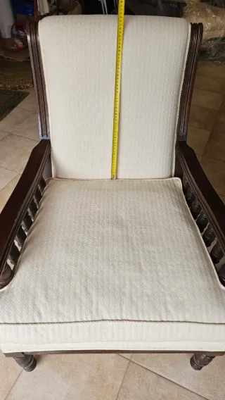 Coppia di poltrone vintage tessuto e legno