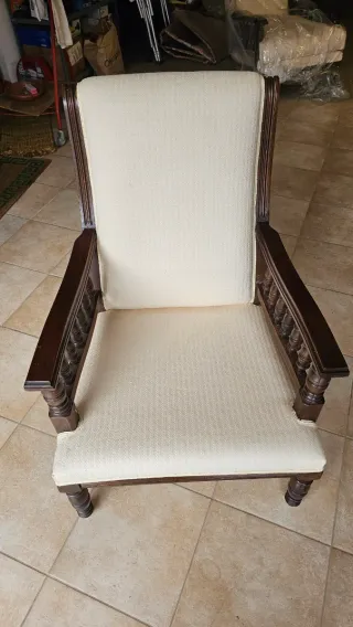 Coppia di poltrone vintage tessuto e legno