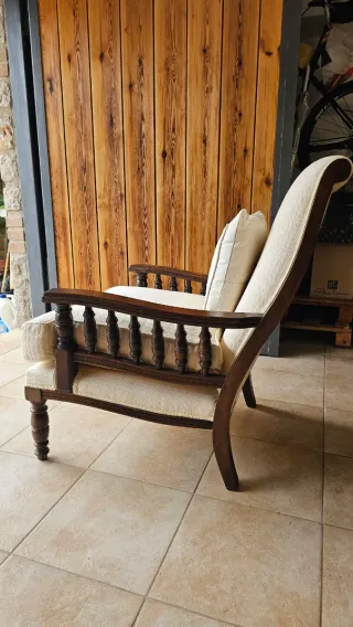 Coppia di poltrone vintage tessuto e legno