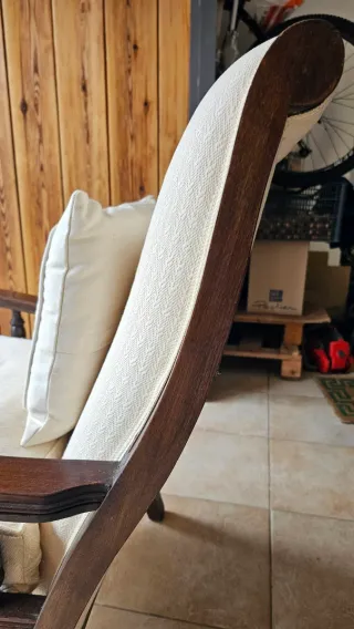 Coppia di poltrone vintage tessuto e legno