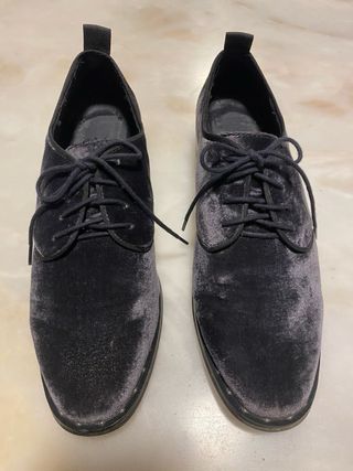Zapatos Terciopelo Gris Mujer