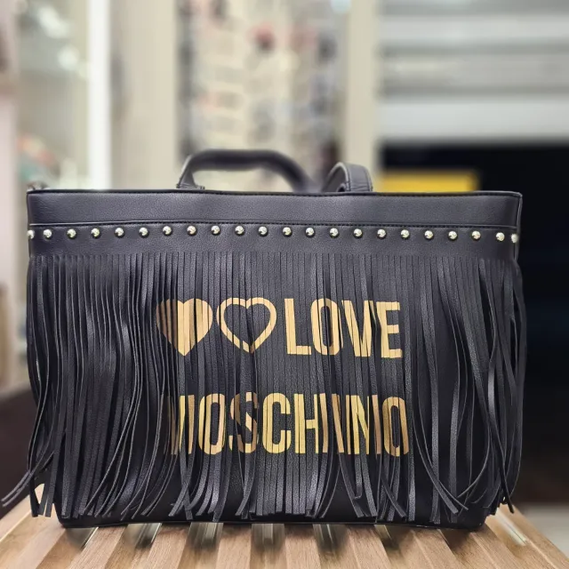 Borsa Love Moschino con frange e borchie