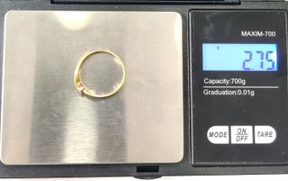 Solitario de oro de 18k circonita, 2.75 g, T-19.