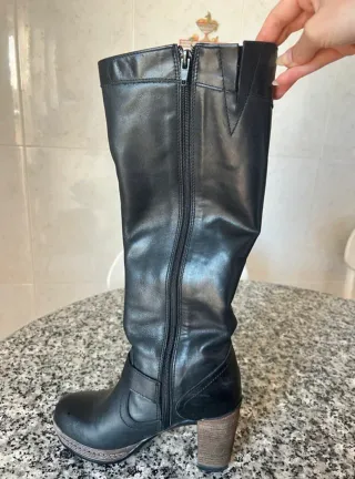Botas altas de piel hasta la rodilla con tacón