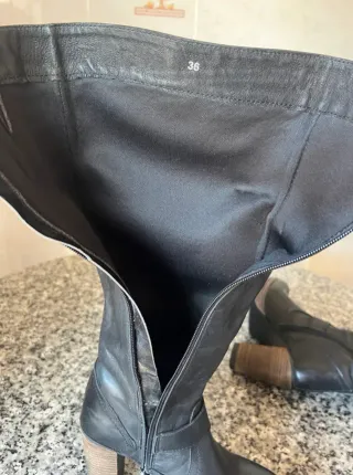 Botas altas de piel hasta la rodilla con tacón