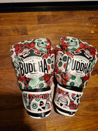 Guantes Muay Thai Buddha Calaveras y Rosas Talla 8