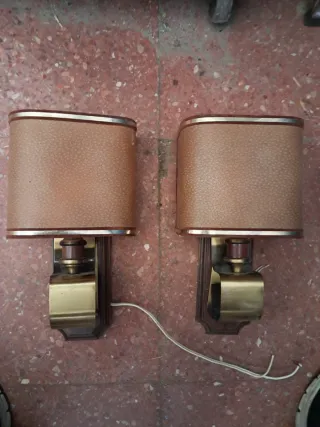 2 Apliques Vintage Beige y Dorado