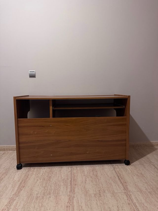 Escritorio madera con ruedas y 2 cajones