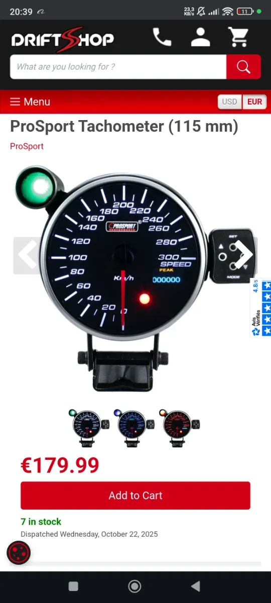 Tacómetro ProSport 115 mm