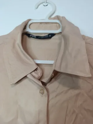 Camisa Zara Beige Talla M Volantes