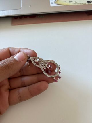 Pendientes Oro Blanco Turmalina Rosa Diamantes