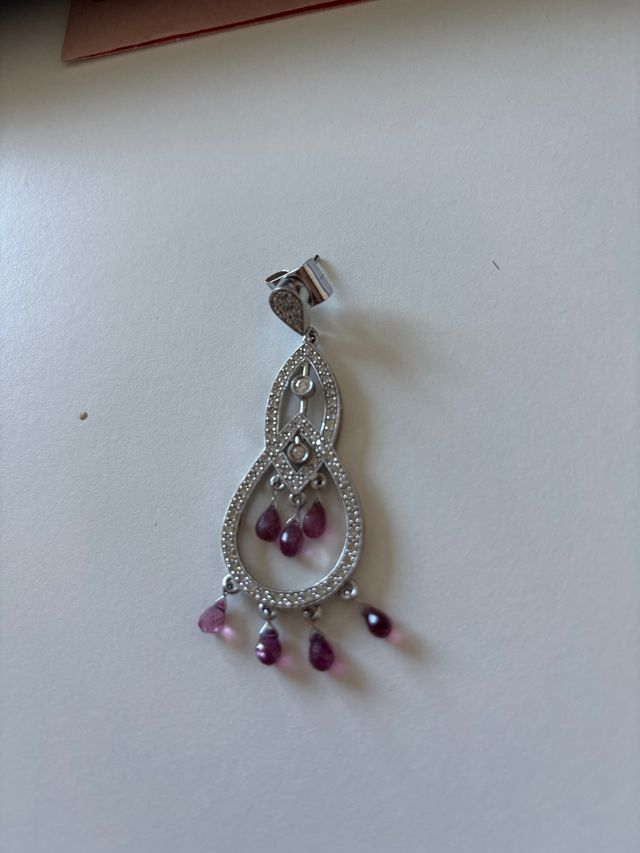 Orecchini in oro bianco e tormalina rosa con diamanti