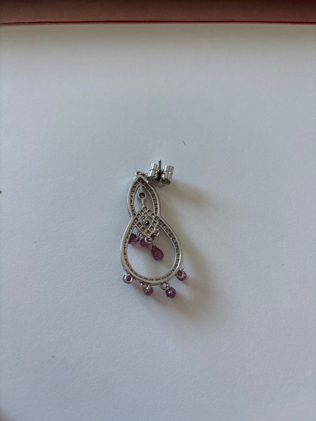 Orecchini in oro bianco e tormalina rosa con diamanti