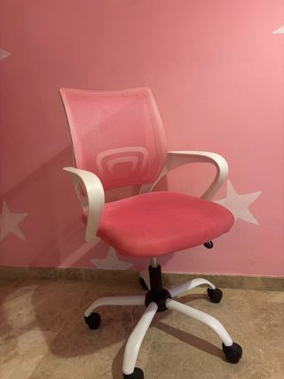 Sedia da ufficio rosa e bianca