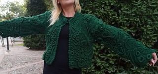 Chaqueta artesanal verde única