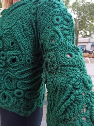 Chaqueta artesanal verde única