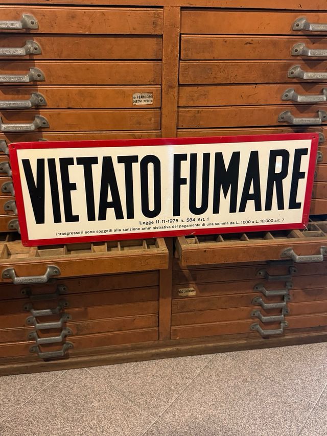 Targa VIETATO FUMARE vintage anni ’70 69x24 cm