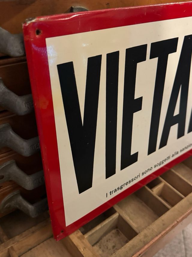 Targa VIETATO FUMARE vintage anni ’70 69x24 cm