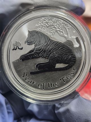 Moneda 1 Onza Plata LUNAR II TIGRE 2010