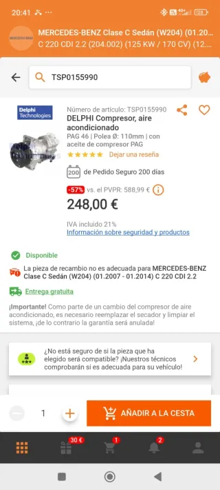 Compresor Delphi TSP0155990