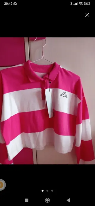 Camiseta Kappa rayas rosa y blanca manga larga