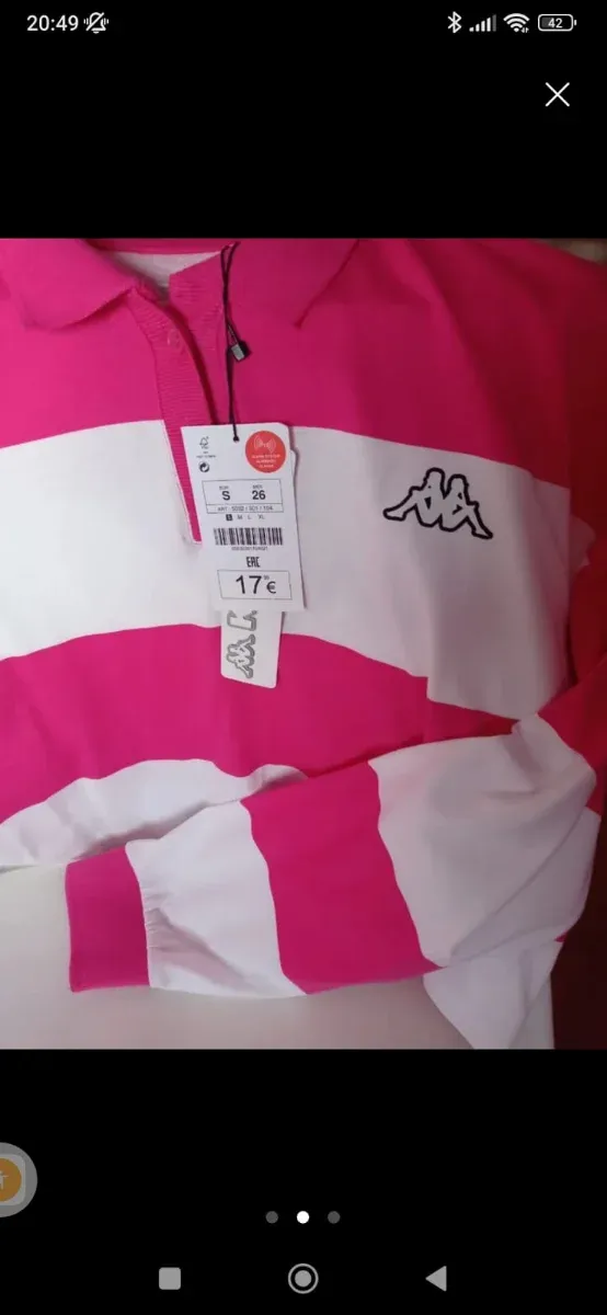 Camiseta Kappa rayas rosa y blanca manga larga