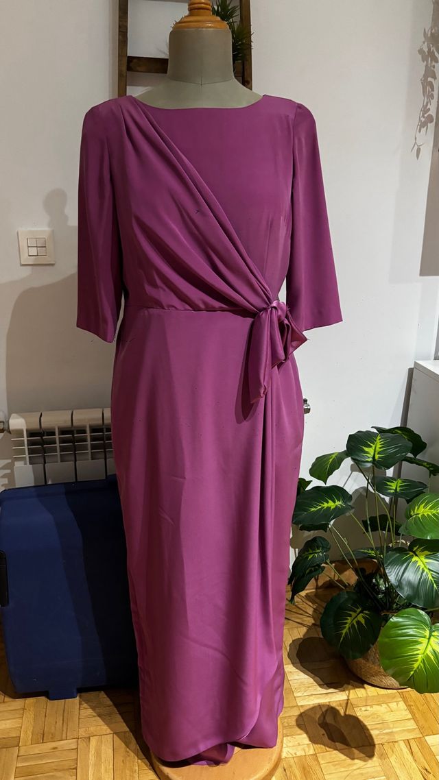 Vestido buganvilla largo drapeado