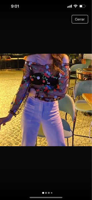 Blusa Crop Transparente Flores