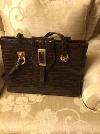 Bolso imitación piel marrón