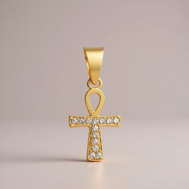 Colgante cruz de la vida Oro 18 KT  con circonitas