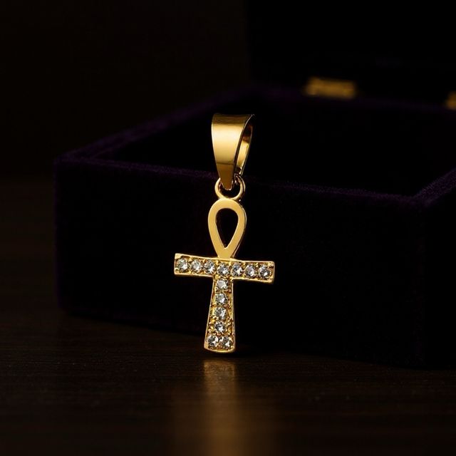 Colgante cruz de la vida Oro 18 KT  con circonitas