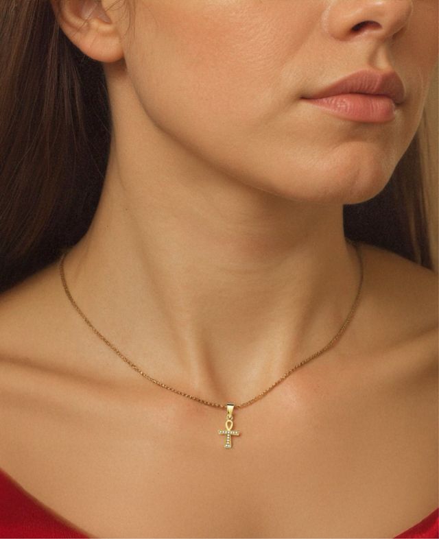 Colgante cruz de la vida Oro 18 KT  con circonitas