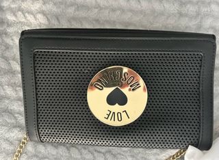 Borsa Moschino nera con dettagli oro