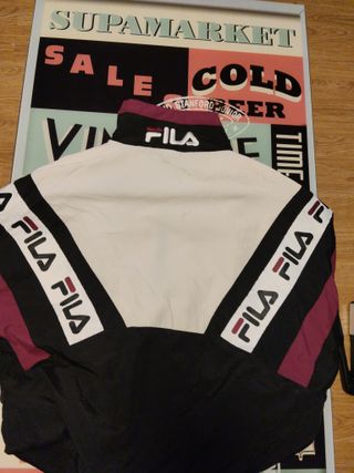 Chaqueta Bomber Fila Mujer Negra y Blanca