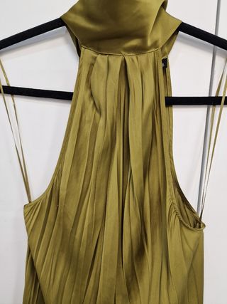 Top halter verde oliva  plisado