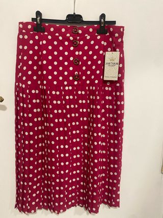 Falda lunares fucsia plisada T.42