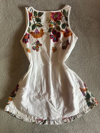 Vestido Desigual blanco estampado flores Talla S