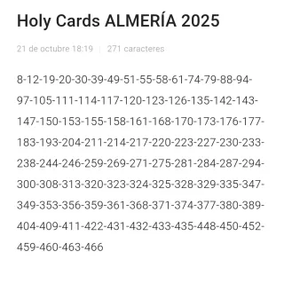 Holy Cards ALMERIA 2025