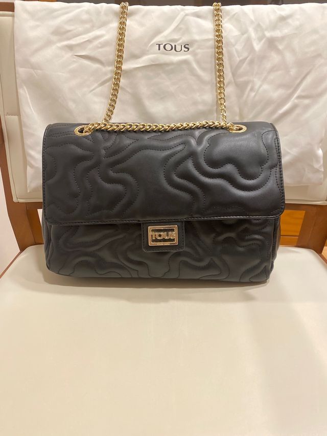 Bolso Tous Negro Acolchado Cadena Dorada