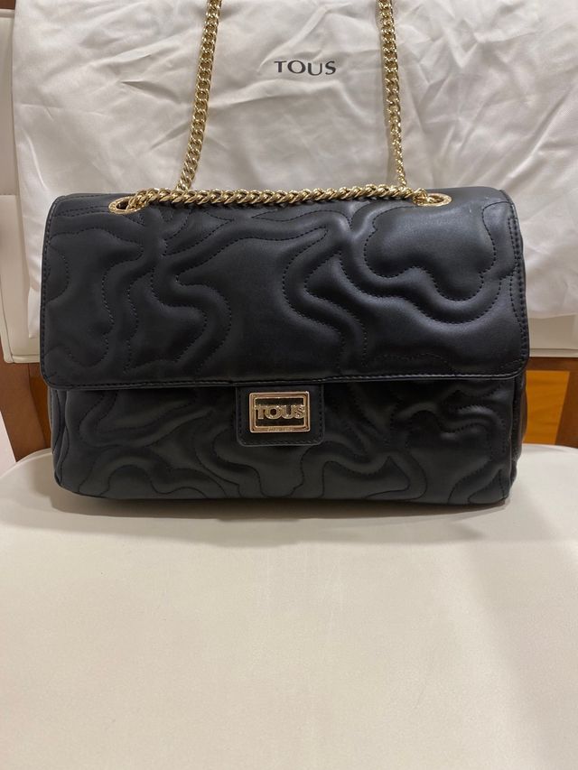 Bolso Tous Negro Acolchado Cadena Dorada