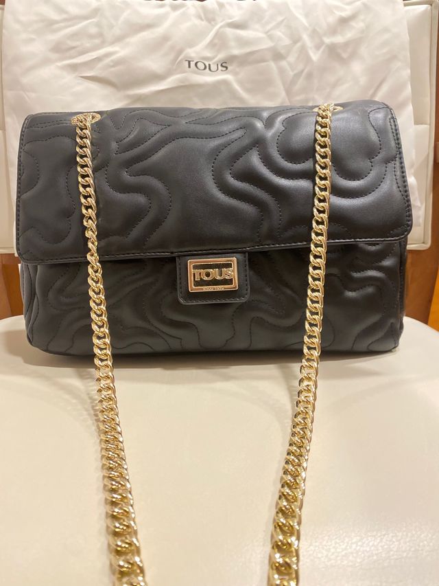 Bolso Tous Negro Acolchado Cadena Dorada