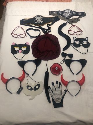 Accesorios Halloween: Diadema cuernos, antifaces,