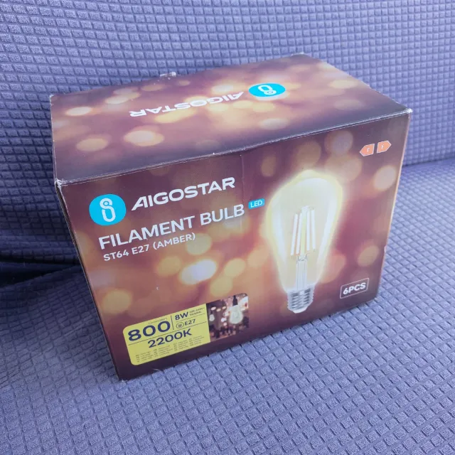 Aigostar Bombilla Filamento LED ST64 E27 Ámbar