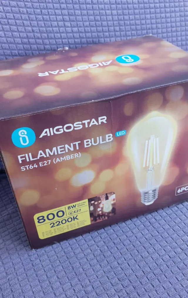 Aigostar Bombilla Filamento LED ST64 E27 Ámbar