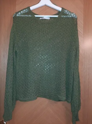 Jersey Zara calado verde oliva Talla S
