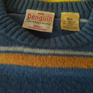 Maglione Penguin a righe blu e arancioni taglia S