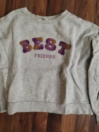 Sudadera niña BEST FRIENDS gris y morado