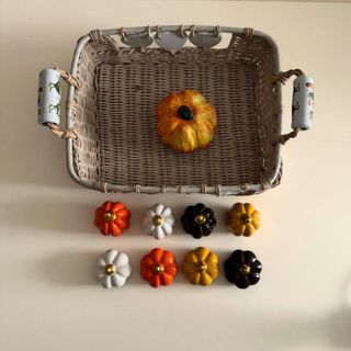 Cesta Vintage com Abóboras Cerâmica e Alças