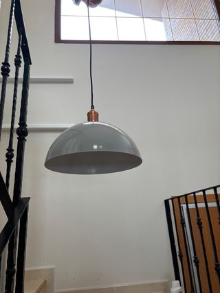 Lámpara colgante vintage gris y dorada