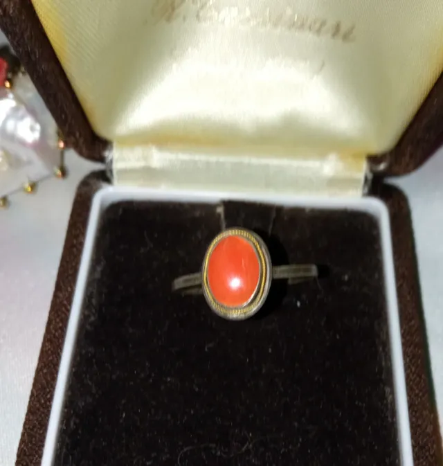 ‼️Anello antico corallo e Argento